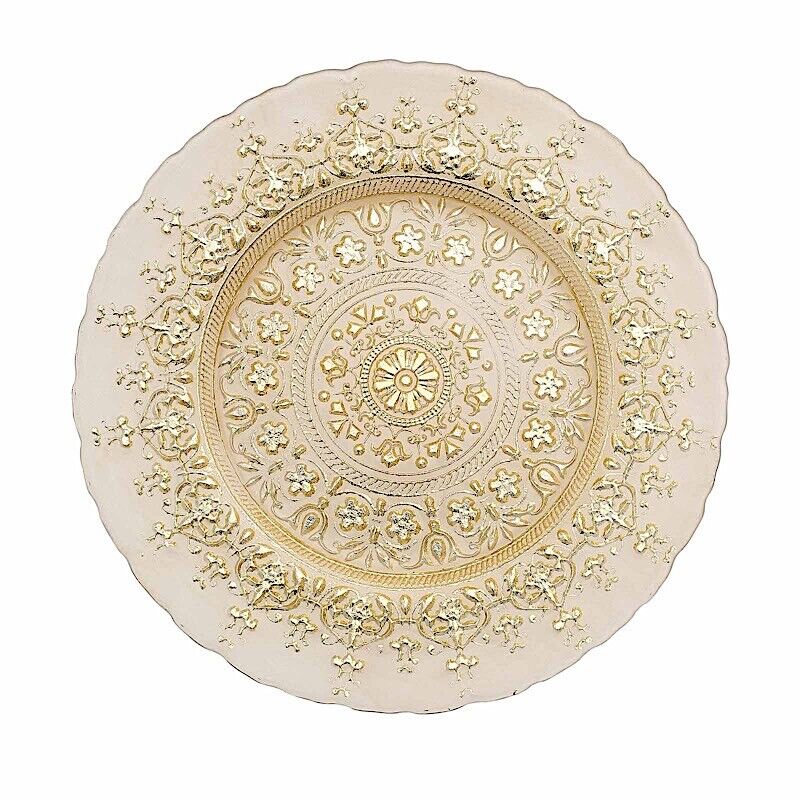 GOLD 8 Round 13&#x22; Monaco Style Glass CHARGER PLATES