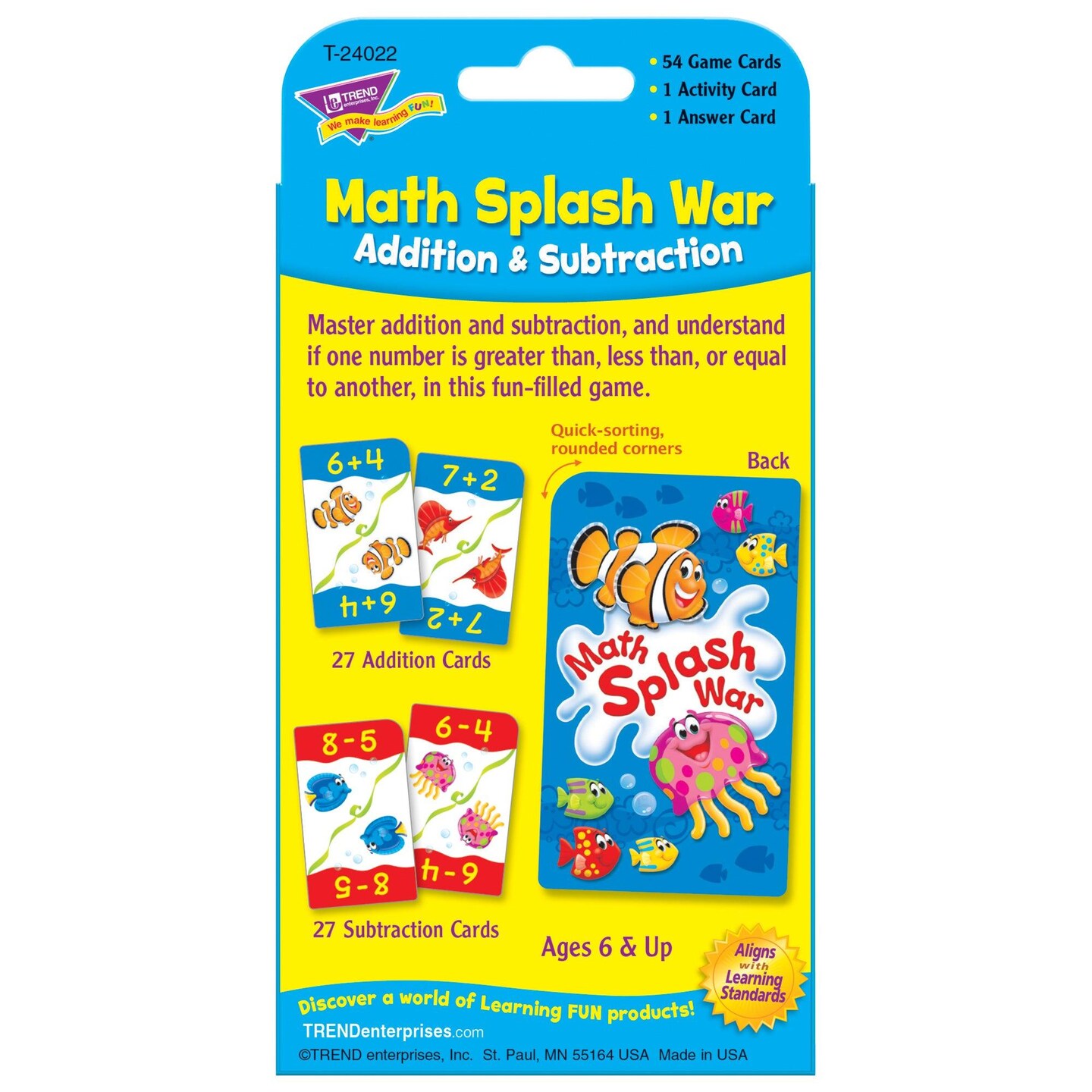 Math Splash War Addition &#x26; Subtraction Challenge Cards&#xAE;, 6 Packs