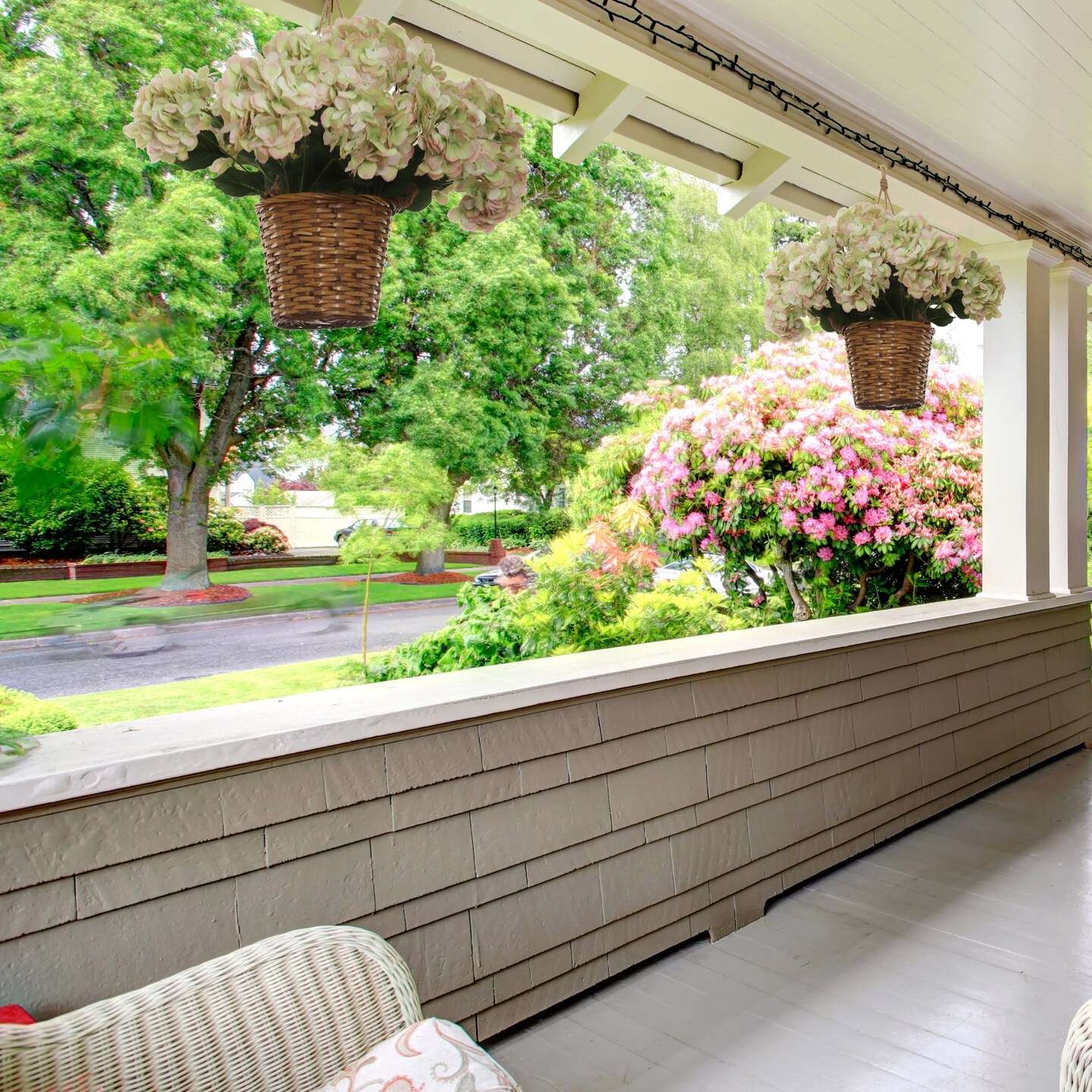 21" Artificial Hydrangea Bush - 5 Silk Flowers with Green Leaves - Perfect for Bouquets, Home Decor - Elegant Year-Round Display, Floral Home by Artificial Flowers