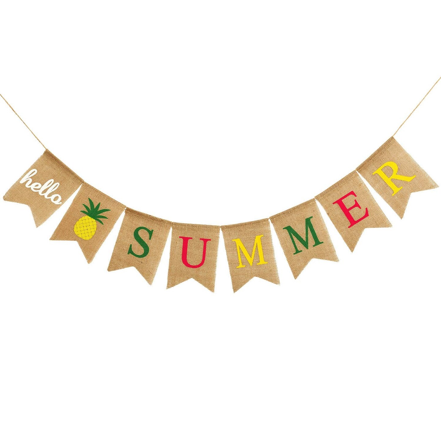 Rustic Summer Banner with Flamingo Pattern Summer Garland Flag Decoration for Pool Party, Beach Party, Barbecue Party (Color Set 2)
