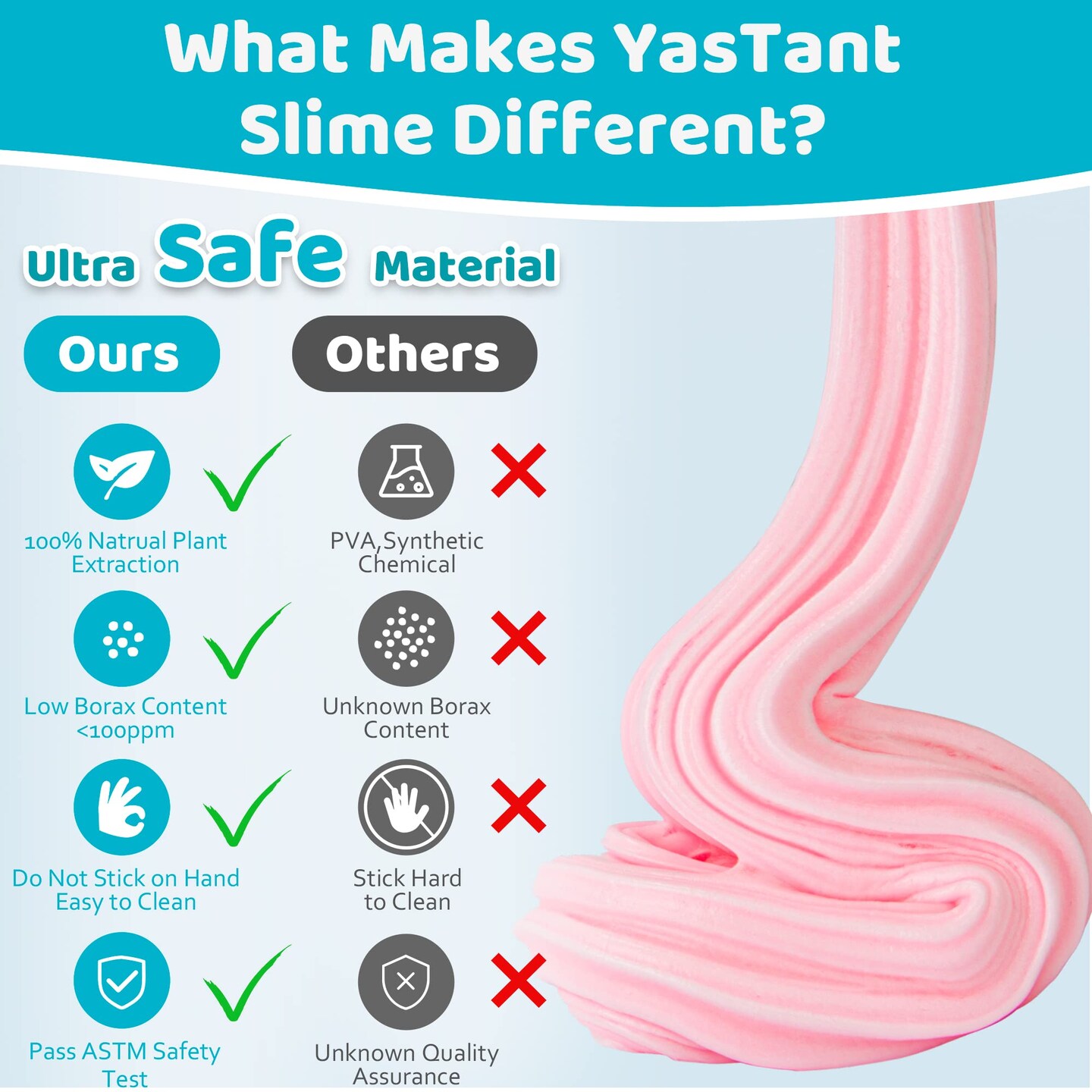 YasTant Slime Kit for Girls and Boys, Safe and Fluffy Slime for Kids, Stress Relief Kids Slime Kits for Toddlers, Stretchy Butter Slime Pack of 6