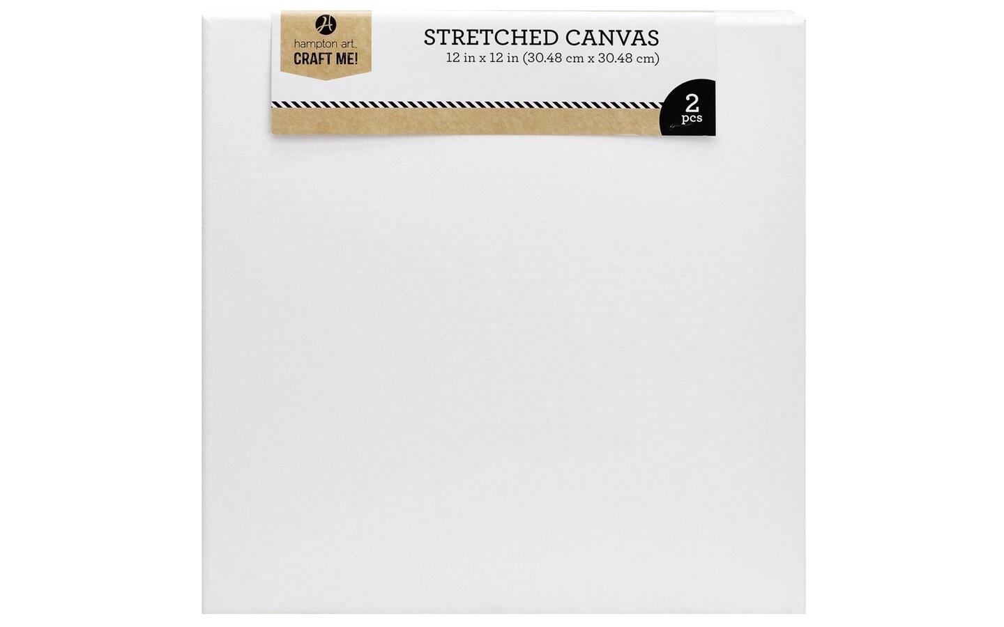 Hampton Art Stretched Canvas 12&#x22; x 12&#x22;, 2 pieces, 5/8&#x22; thickness, for students or working artists, use with acrylic, oil paint, spray paint and more