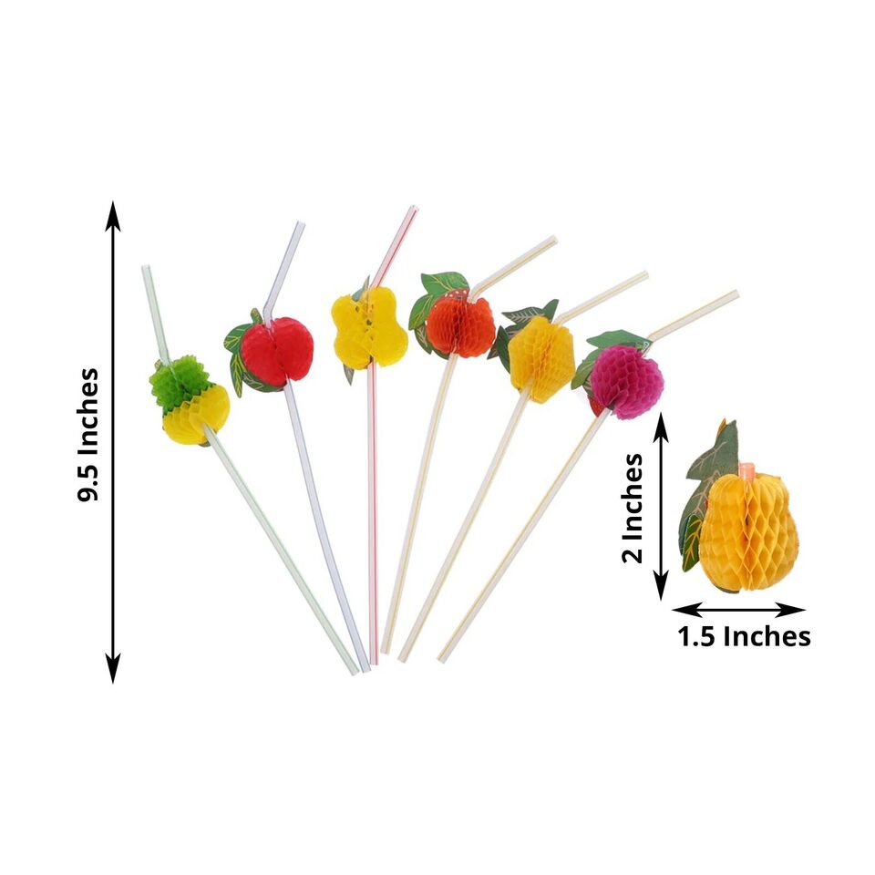 50 Assorted Mini Tropical Fruit Plastic DRINKING STRAWS