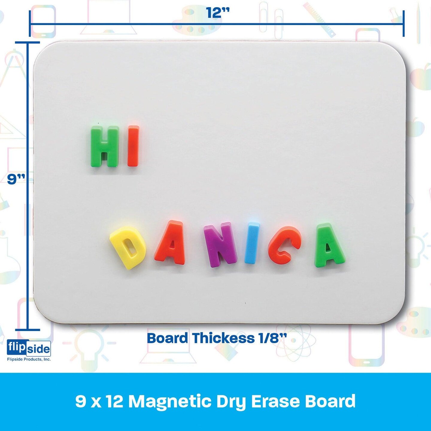Magnetic Dry Erase Board, 9&#x22; x 12&#x22;, Pack of 3