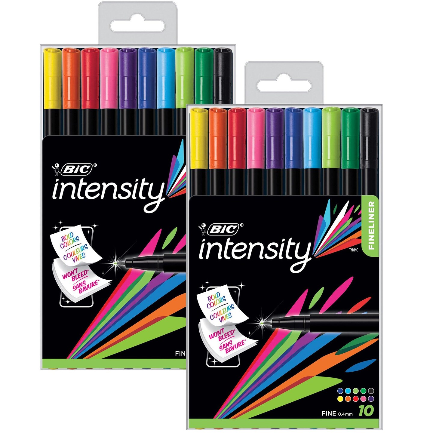 Intensity Fineliner Marker Pen, Fine Point Assorted Colors, 10 Per  Pack, Packs