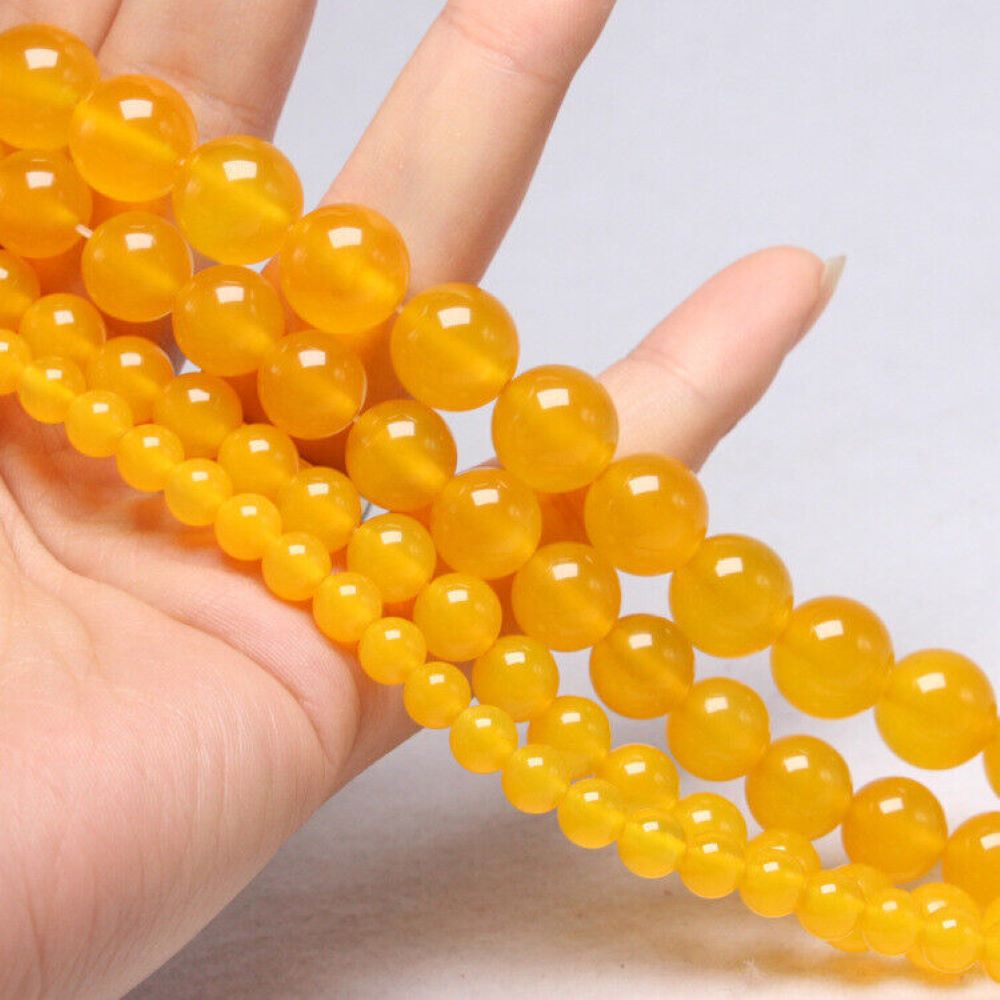 Kitcheniva Yellow Jade Gemstone Round Ball Spacer Loose Beads 15&#x22;