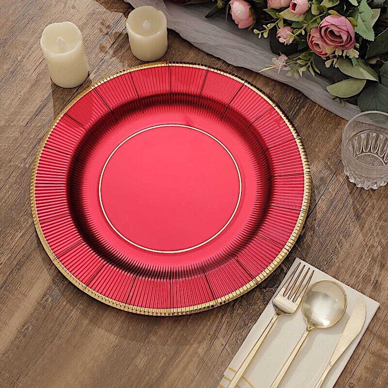 BURGUNDY 25 Round 13&#x22; PAPER CHARGER PLATES