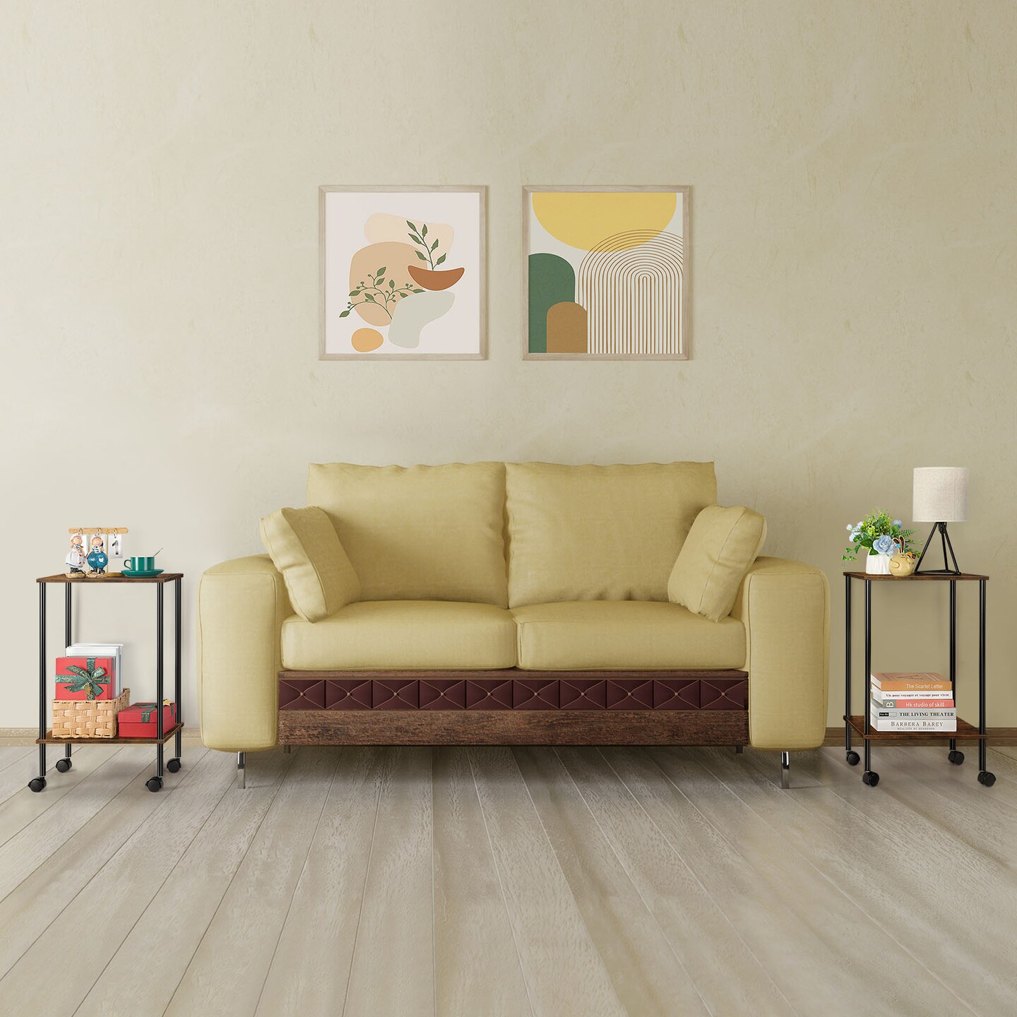 2pcs End Table with Wheels