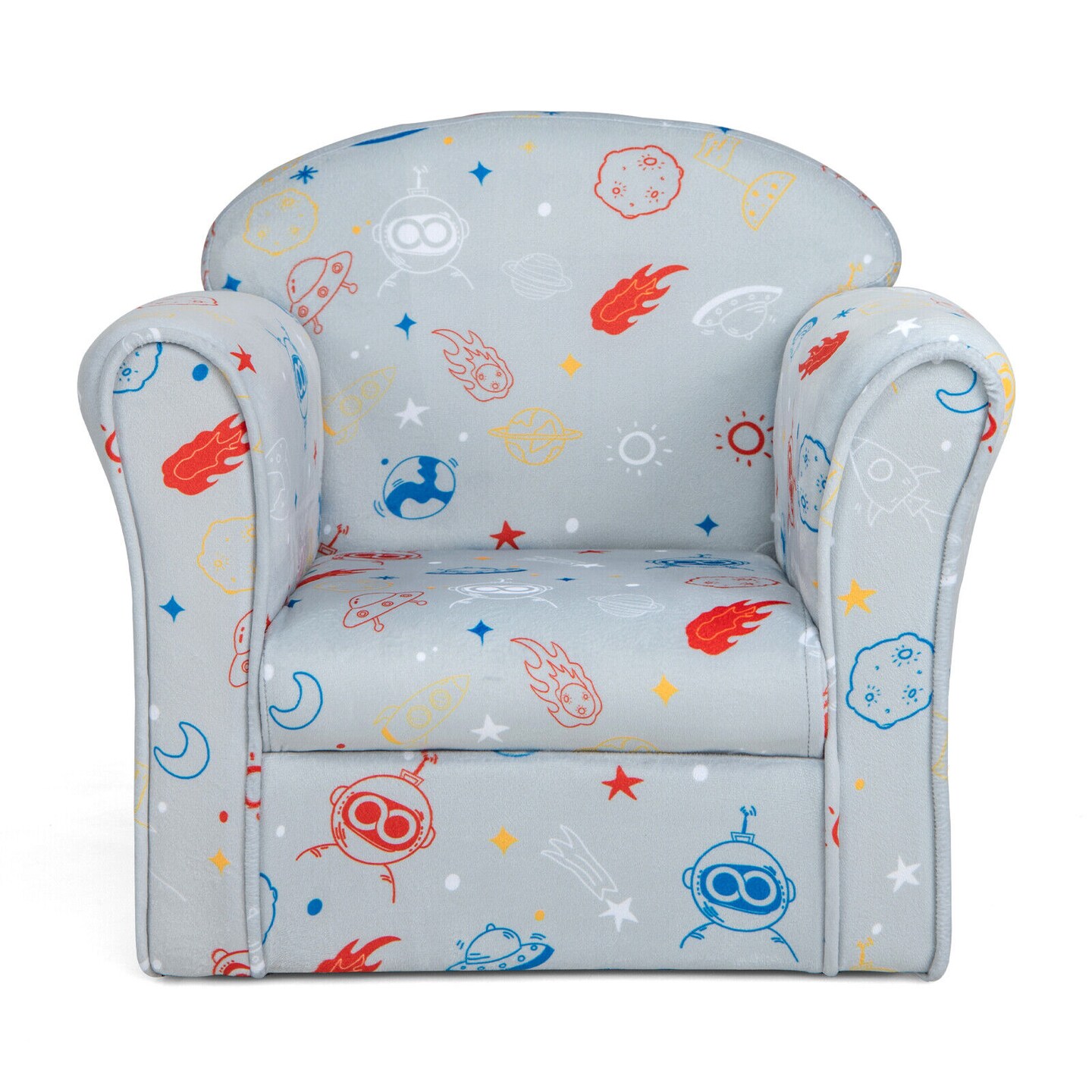 Toddler Upholstered Armchair With Solid Wooden Frame And High-density Sponge Filling