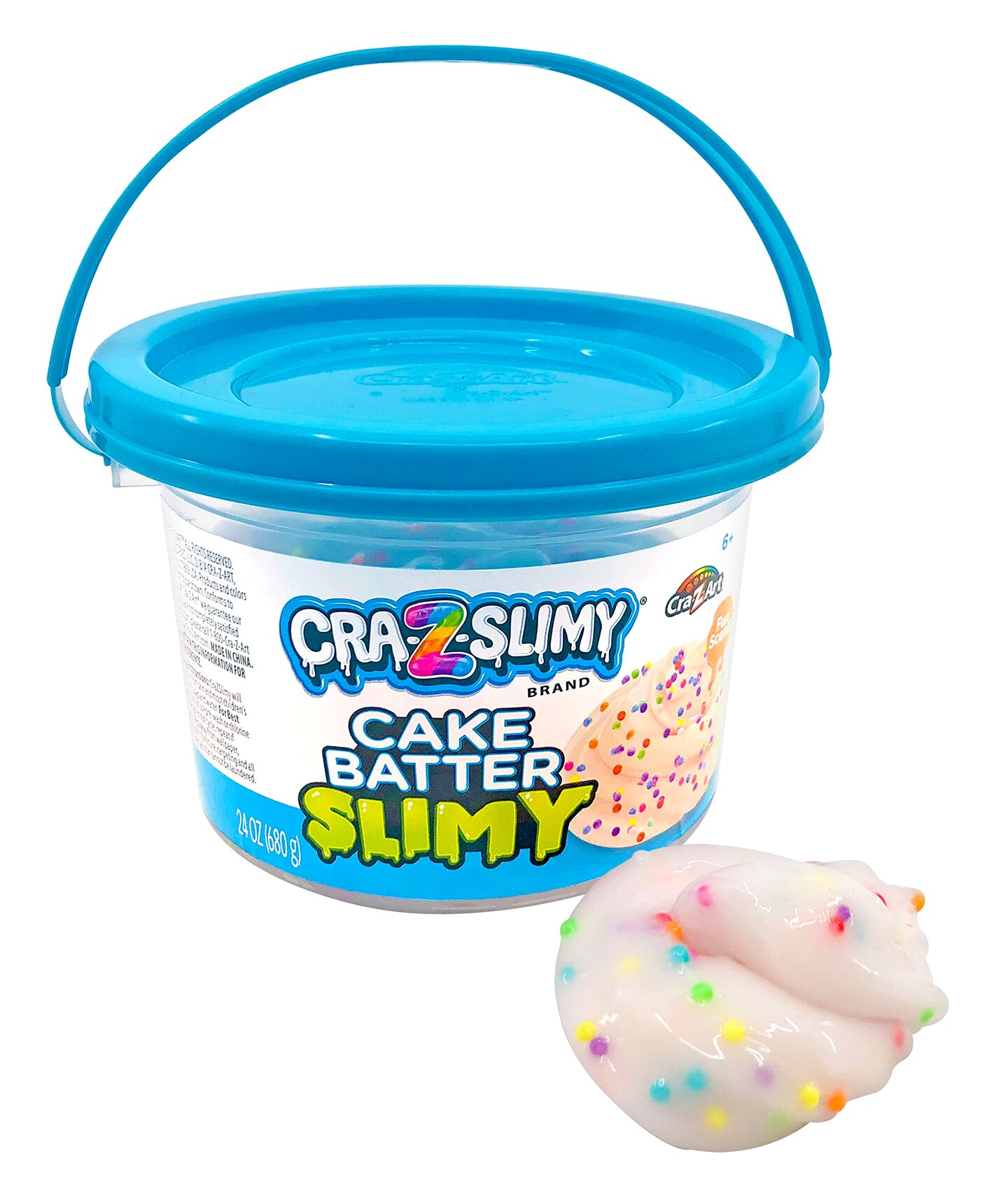 24 Oz Premade Slime, Cake Batter Scented Clear Slime Stretchy Glossy Non-Sticky 1.5lb Slime Bucket with Add-ins