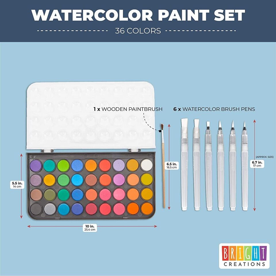 8-Pieces Watercolor Painting Set with Brushes and Paint Pens