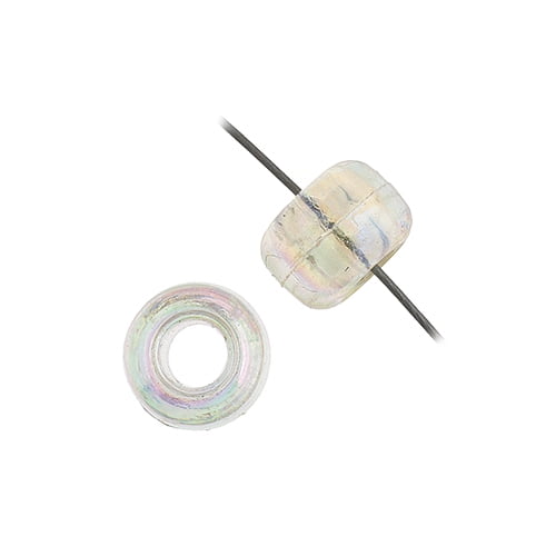John Bead 9mm Transparent AB Plastic Pony Beads, 1000pcs