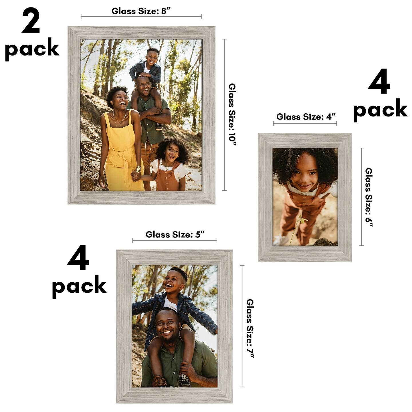 Americanflat Gallery Wall Picture Frames - Set of 10 - 8x10 (2), 5x7 (4), 4x6 (4) Picture Frame Set - Shatter Resistant Glass - Adjustable Hanging Hardware - Easel for Tabletop Display - Driftwood