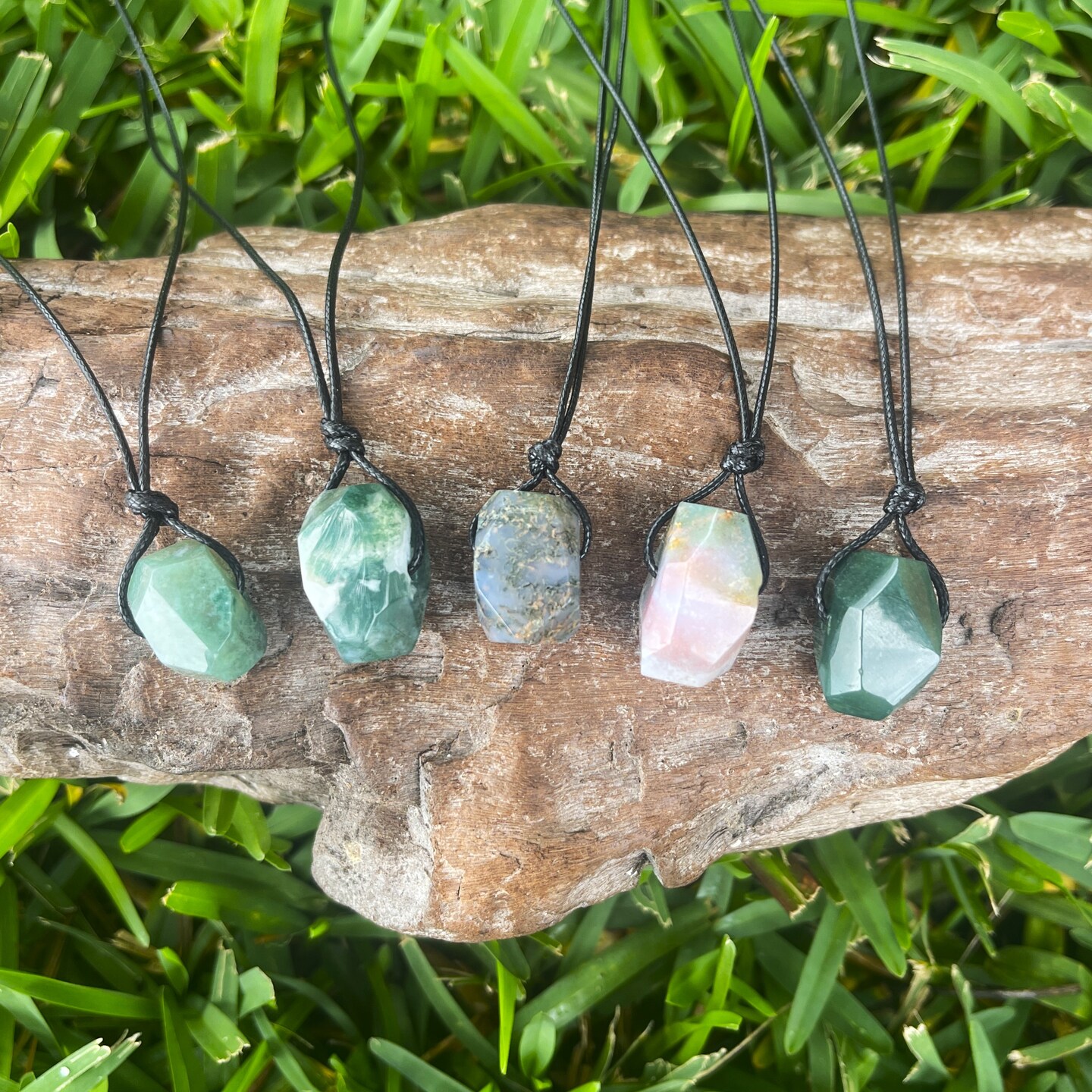 Hall of Mosses Green Moss Agate Dendritic Druzy Raw Stone Jewelry