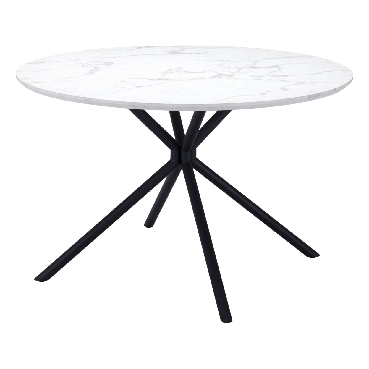Amiens Round Dining Table White Mdf Marble Steel Legs Mid Century Modern