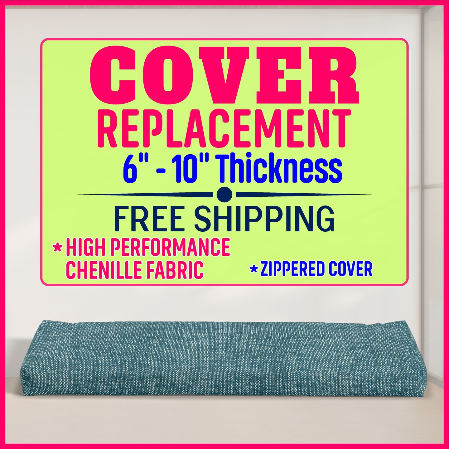 FREE SHIPPING - Custom buy Cushion Cover / Mattress Cover / Cushion Recovering / Cushion Slipcover / Custom Size Cover