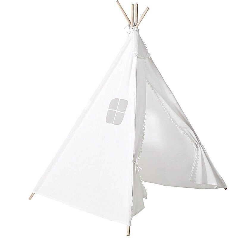 White Teepee PLAY TENT for Kids Indoor Outdoor Children Playhouse