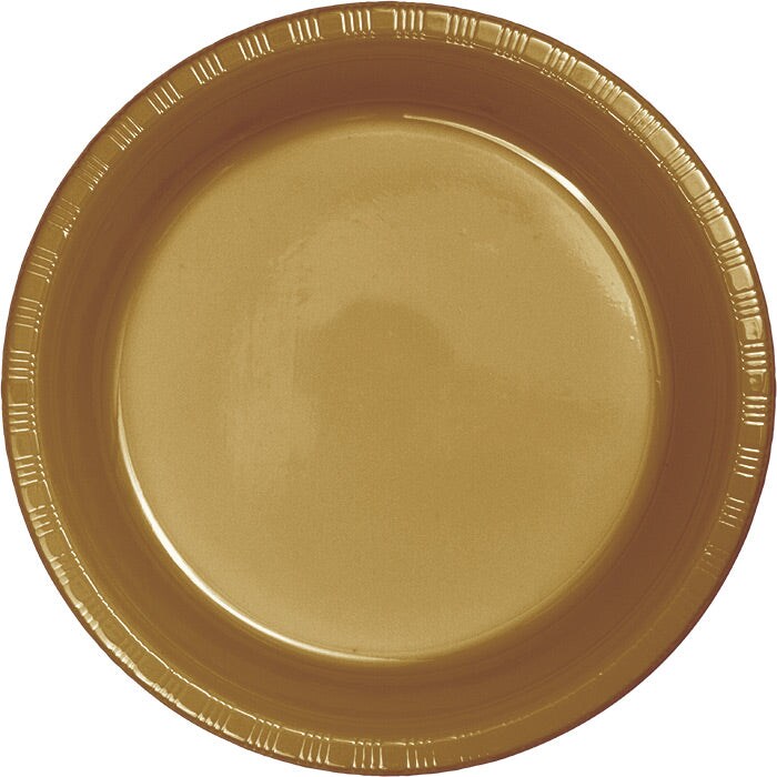 Glittering Gold Plastic Banquet Plates, 20 ct