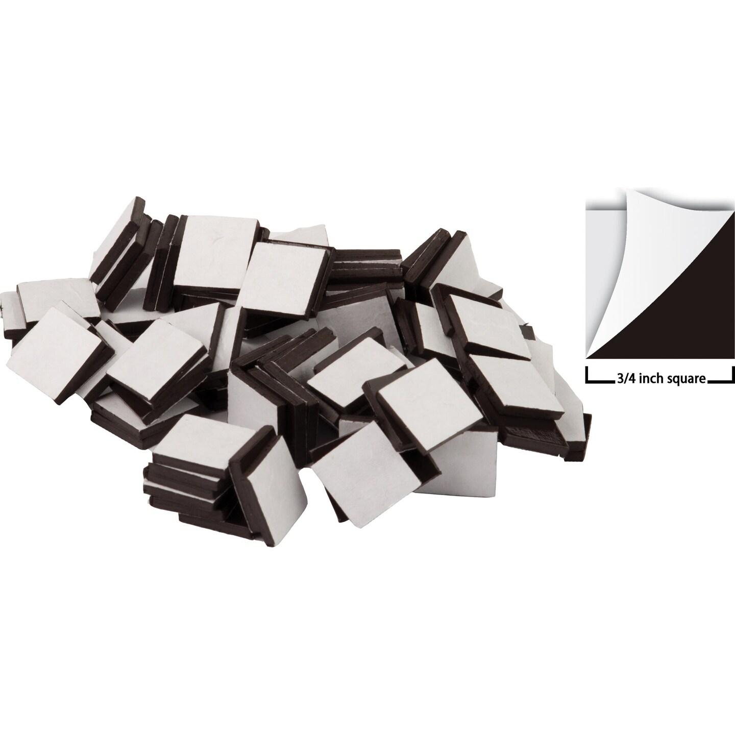 Adhesive Magnetic Squares (3/4&#x22; sq), 50 Per Pack, 6 Packs