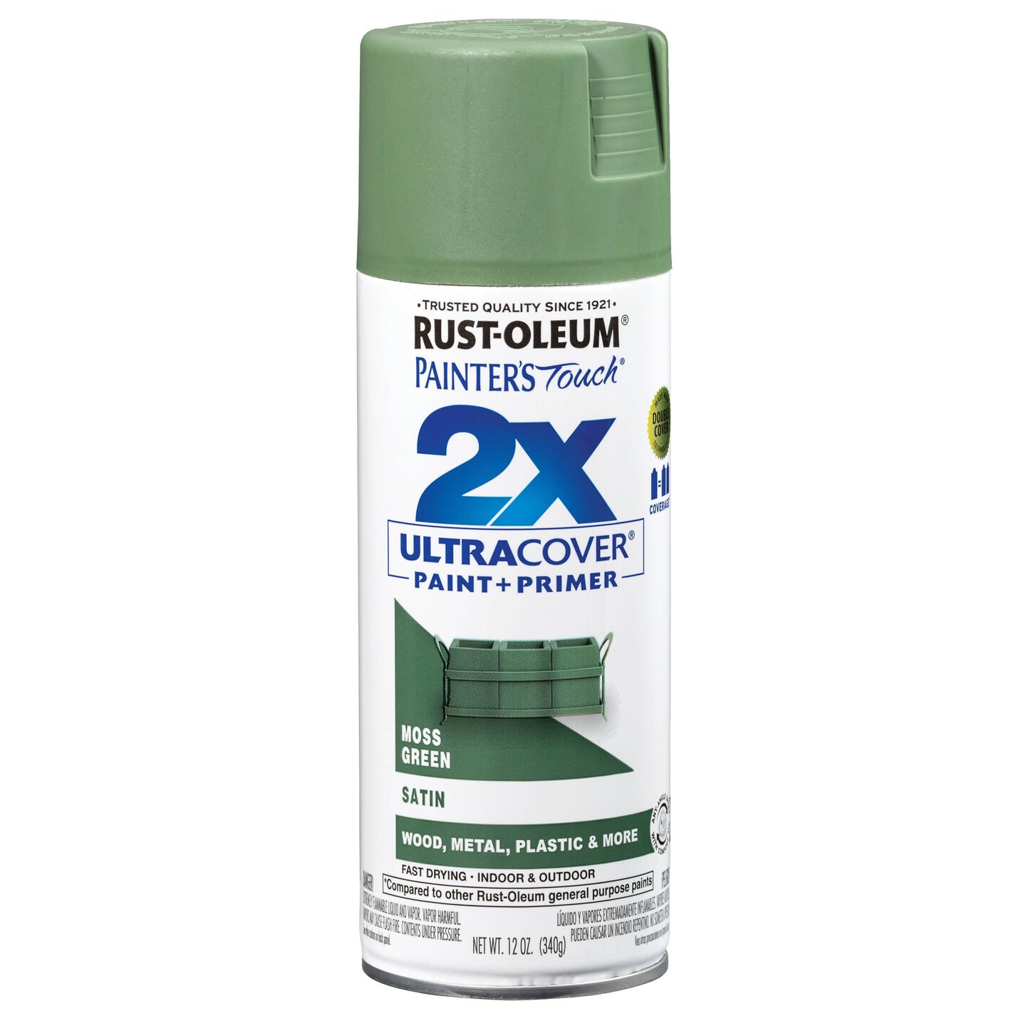 Rust-Oleum Painter&#x27;s Touch Ultra Cover 2X Spray Paint 12oz-Satin Moss Green
