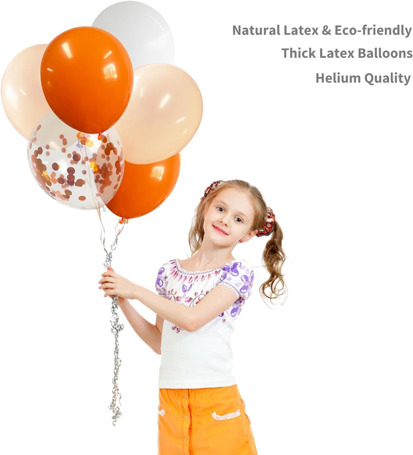 Orange Latex Balloons Party Decorations 12 Inch 50 Pcs White Matte Burnt Pastel Confetti Orange Balloons Ribbons Wedding Birthday Bridal Baby Shower Graduation Bachelorette D&#xE9;cor Supplies