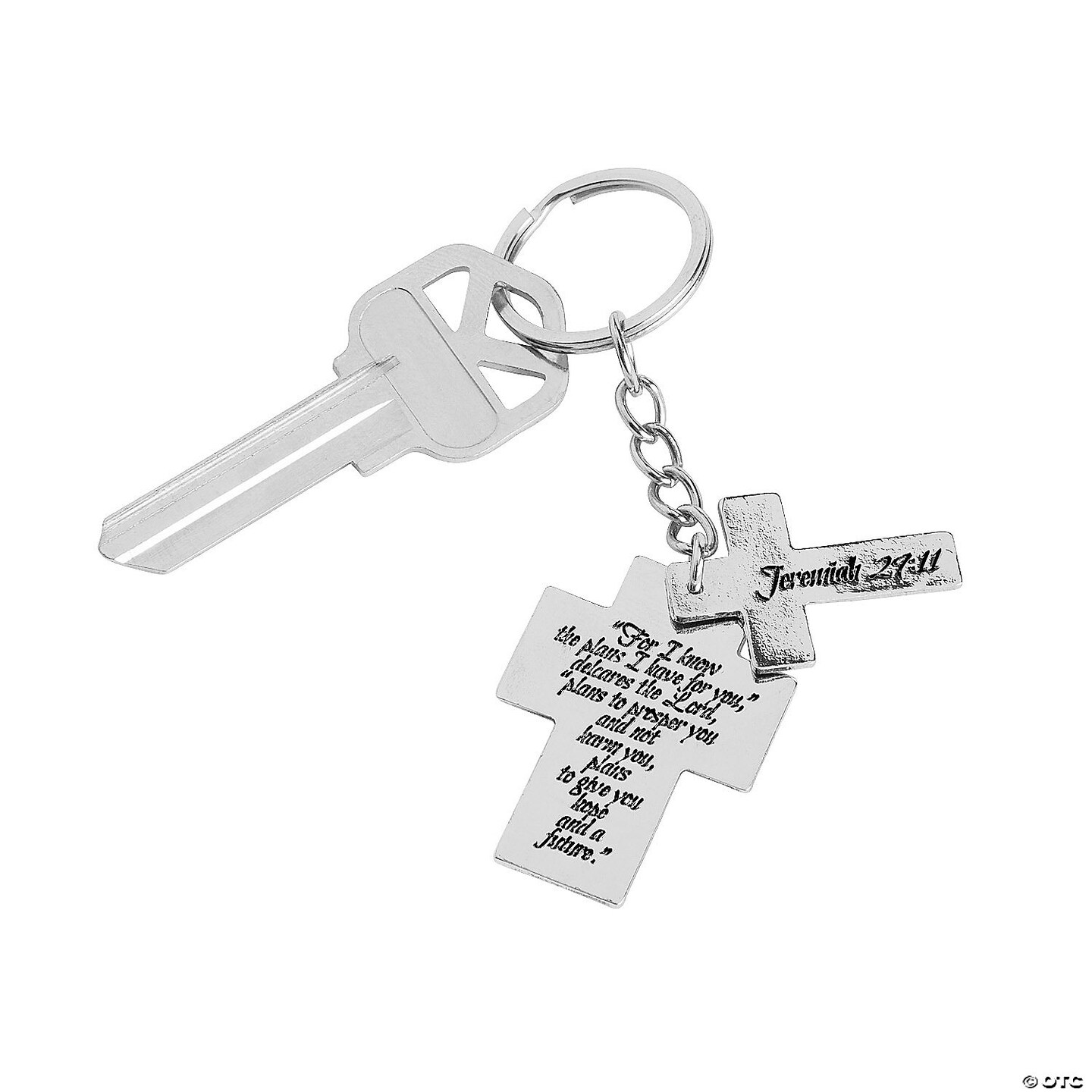 1 1/4&#x22; - 1 1/2&#x22; Religious Graduation Crosses Metal Keychains - 12 Pc.