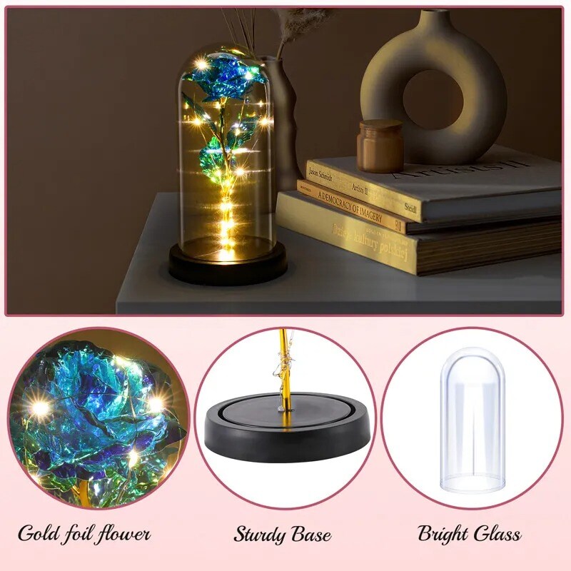 LED Galaxy Enchanted Rose Glass