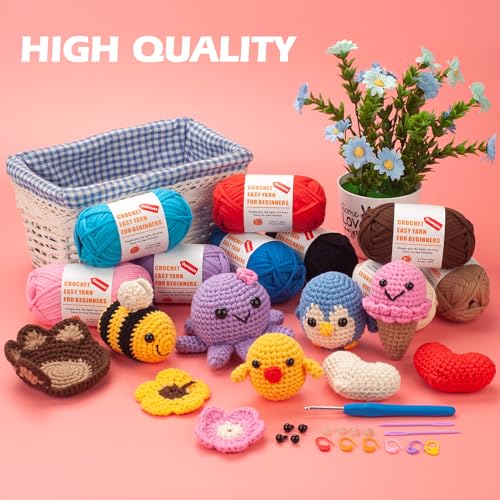 Crochet Yarn for Beginners, Easy Peasy Yarn for Amigurumi Crocheting & Knitting, 3 Pack×1.8oz, Thick & Soft, Easy-to-See Stitches, Worsted Medium #4 Yarn, Cotton-Nylon Blend-Orange/Green/Blue