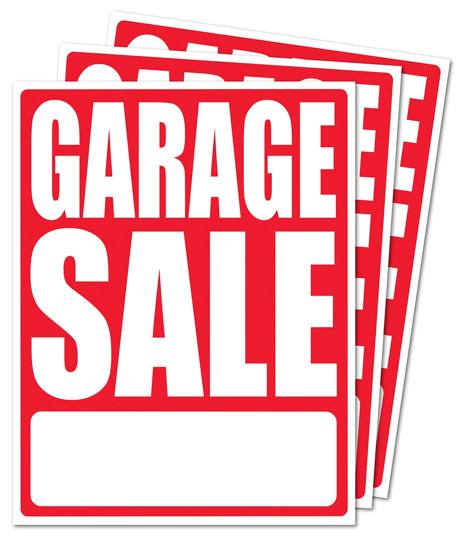 COSCO Garage Sale Sign Kit with Adhesive Price Stickers, Durable White with Red Imprint Sign, 8.5&#x22; x 11&#x27;, 4 signs/pack