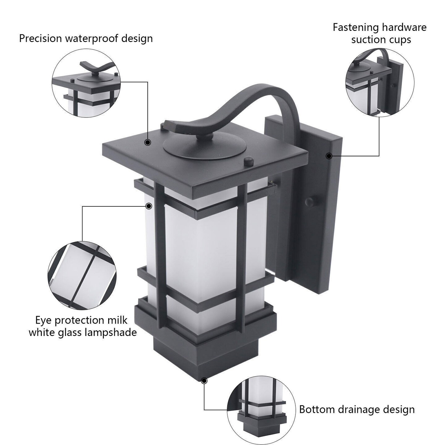 Kitcheniva Black Wall Lantern Dusk to Dawn Lamp Fixture