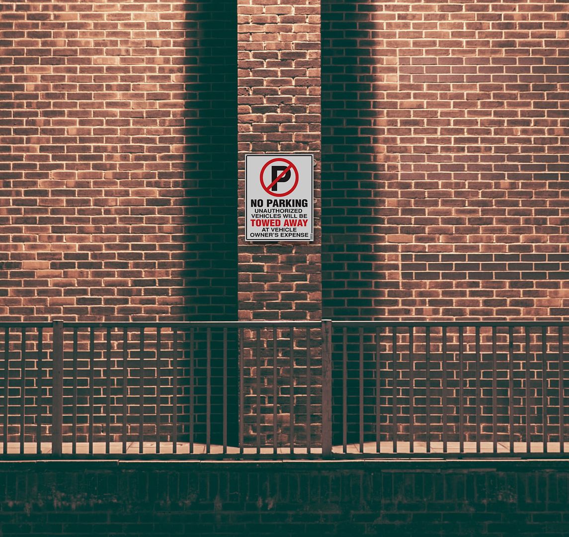 COSCO Sign, NO PARKING, 15&#x22; x 19&#x22;, Durable White Plastic Sign with Red and Black Imprint, 2 Mounting Holes (Hardware not Included)