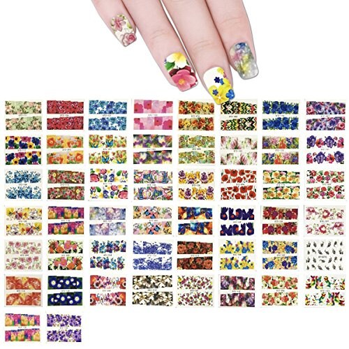 Wrapables Colorful Floral Water Nail Art Water Nail Decal (50 sheets)