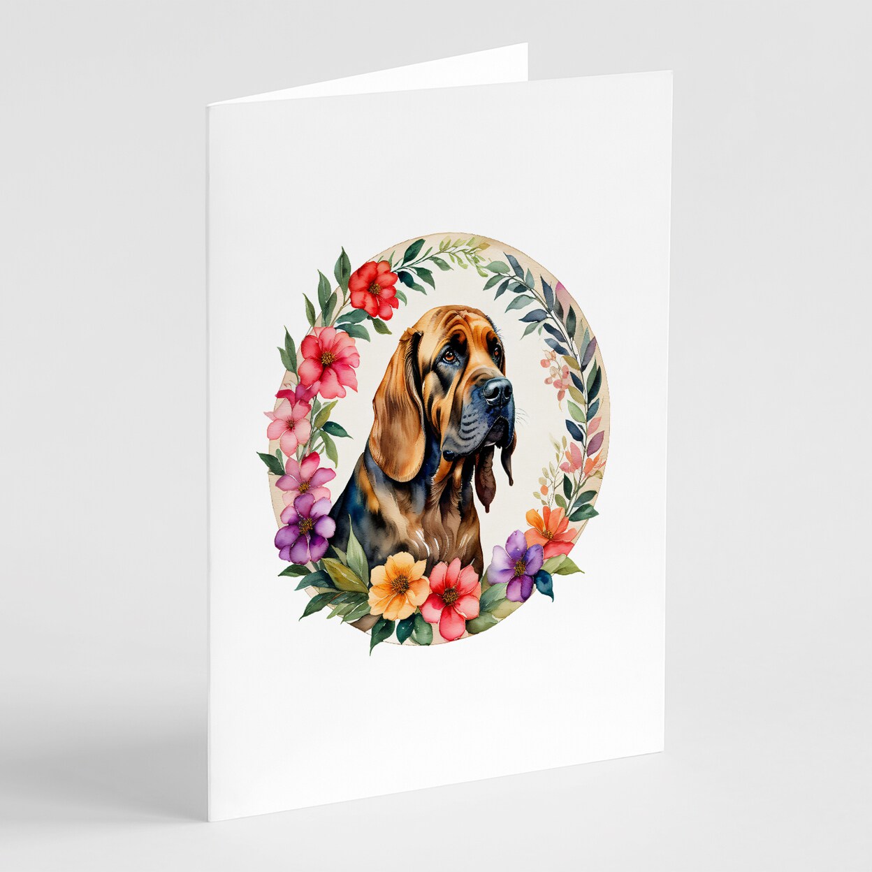 Caroline&#x27;s Treasures Bloodhound and Flowers Greeting Cards and Envelopes Pack of 8