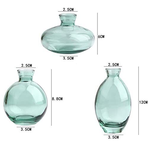 Set of 3 Mini Glass Vases- Green