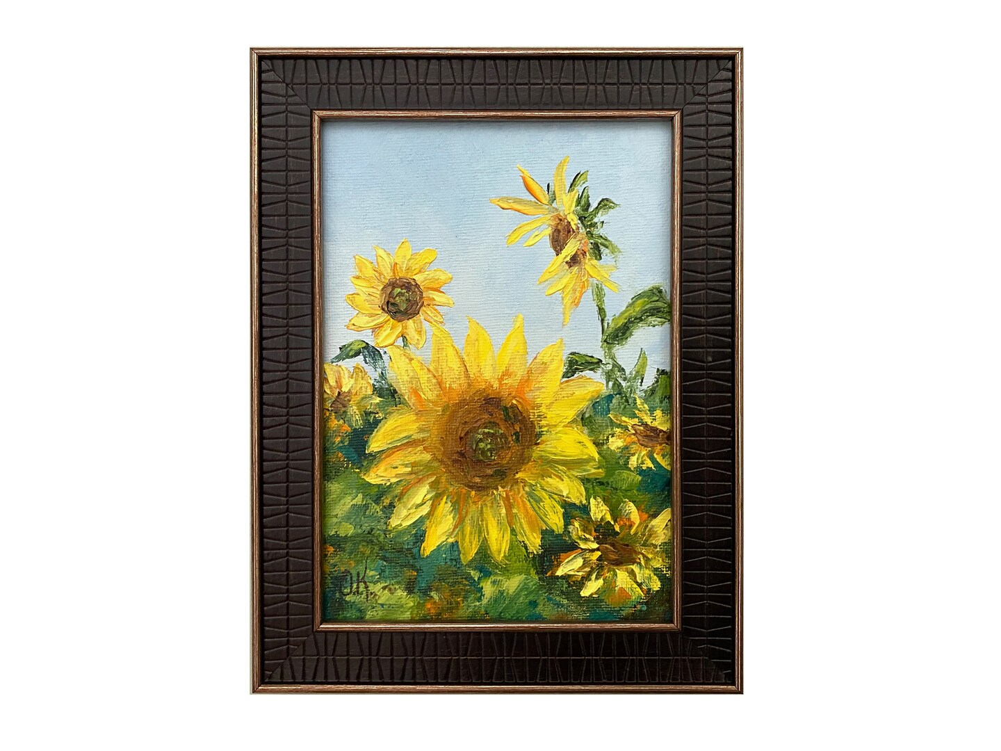 Framed Original Heavy newest Impasto Abstract Floral Sunflowers Oil Paintng