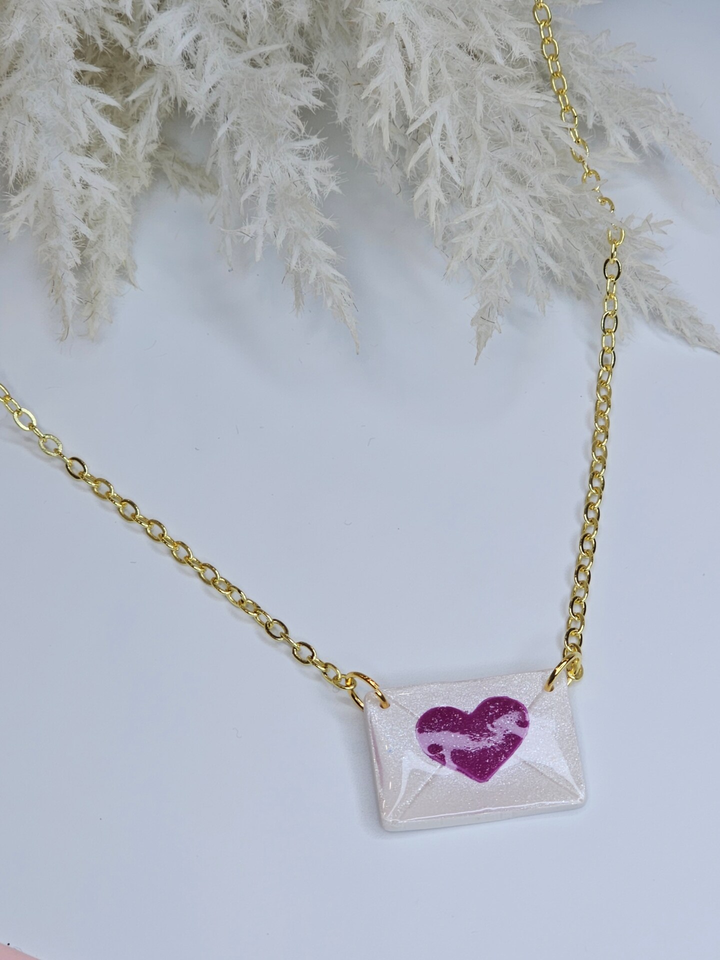 Gold Plated Envelope Necklace with Engraved Insert | Lily Charmed