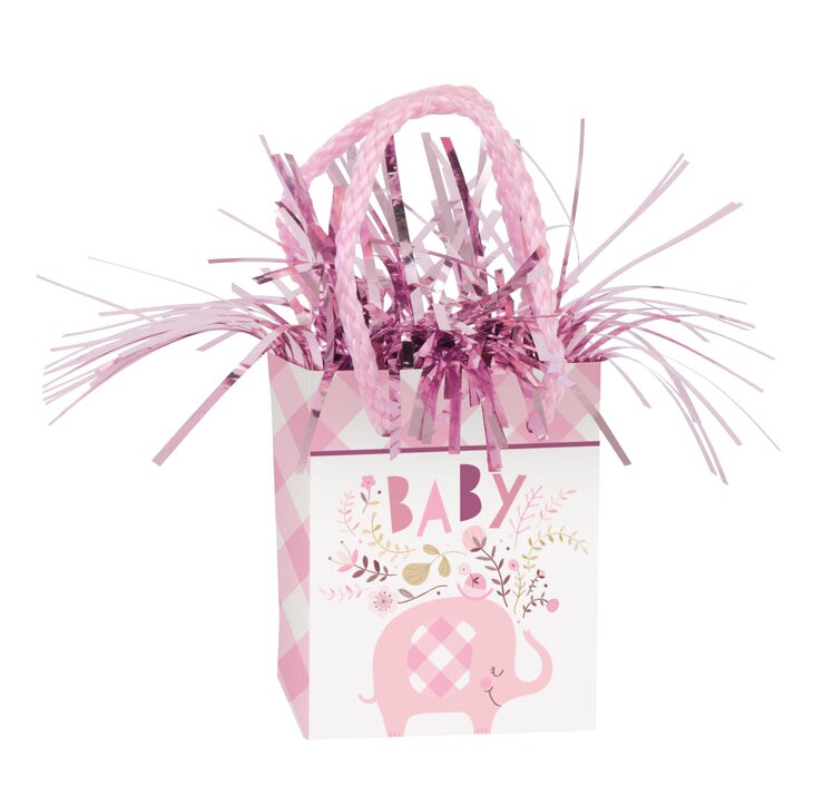 Pink Floral Elephant Mini Gift Bag Balloon Weight, 1ct