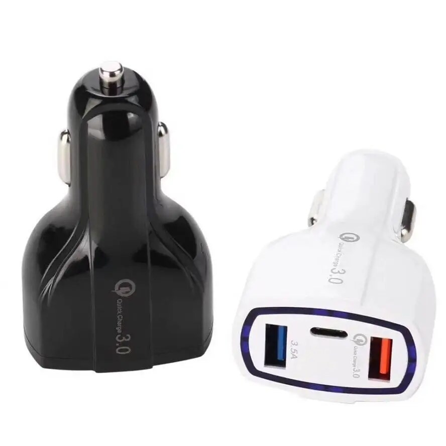 Best Dual USB Car Charger | 3.0A &#x26; 3.5A Fast Charging | 2-Port USB-C &#x26; USB-A Power Adapter with 2-Pack USB-C &#x26; Lightning Cables for iPhone &#x26; More