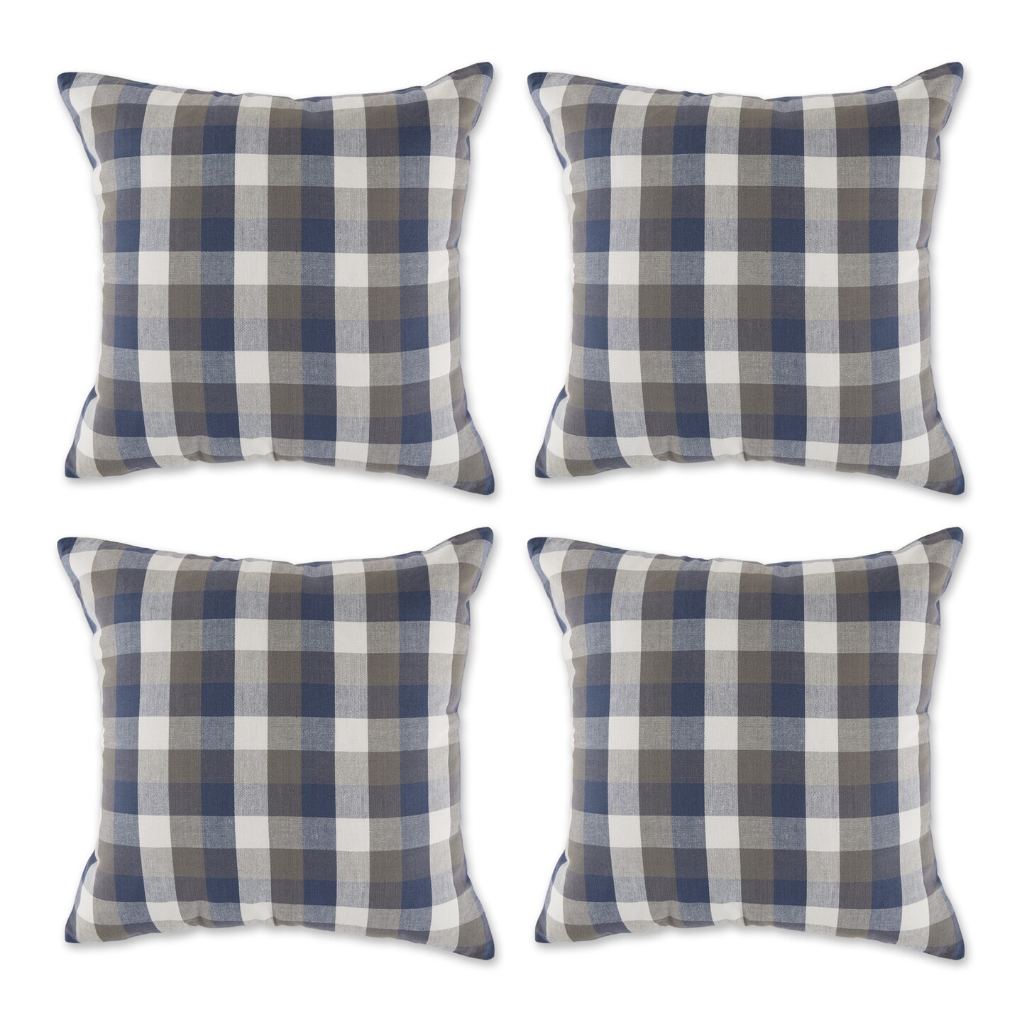 Contemporary Home Living French Check Outdoor Patio Throw Pillow Covers - 18&#x22; - Set of 4
