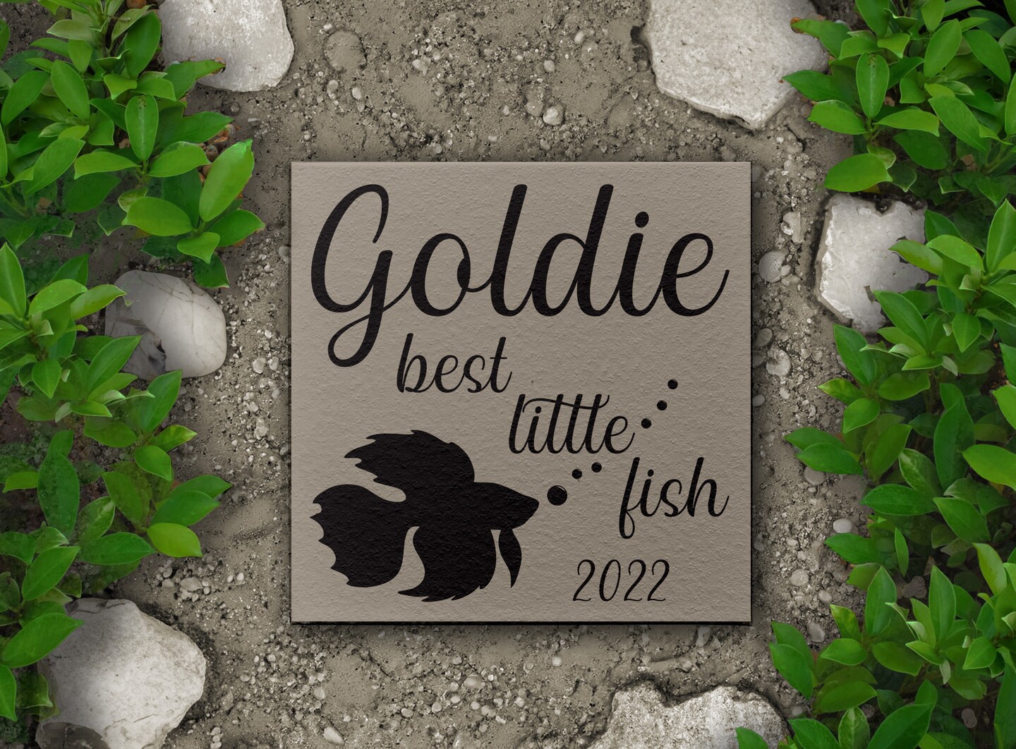 Betta Fish Memorial Stone Personalized Loss of Pet Fish Gift Grave Marker,  Custom Goldfish Memorial Stone