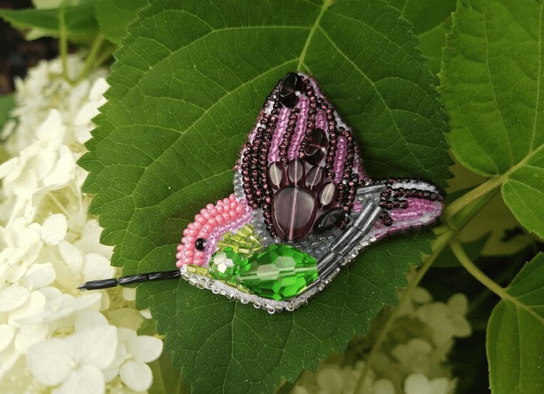 BP-217C Beadwork kit for creating brooch Crystal Art &#x22;Fly bird&#x22;