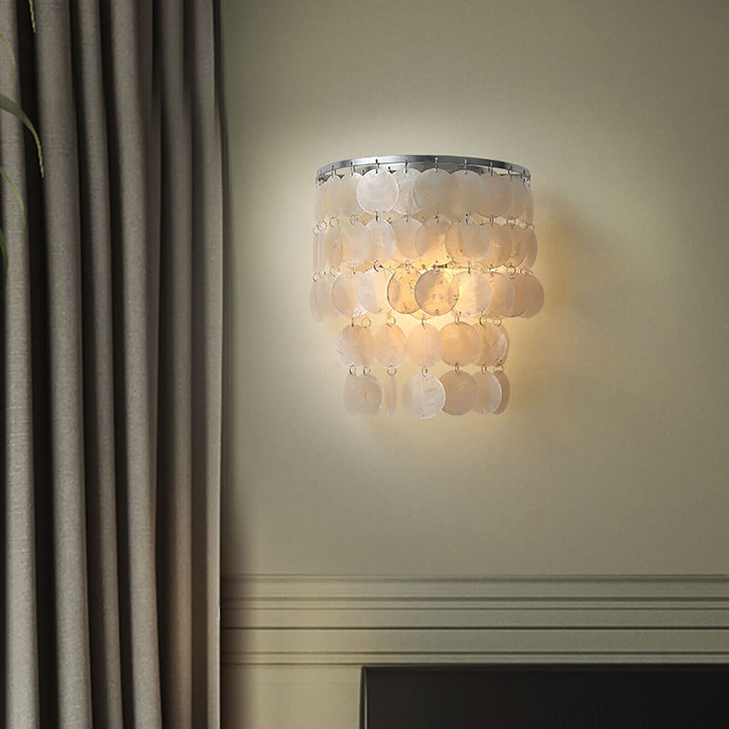 Kitcheniva Modern White Shell Wall Sconce Lamp Fixture