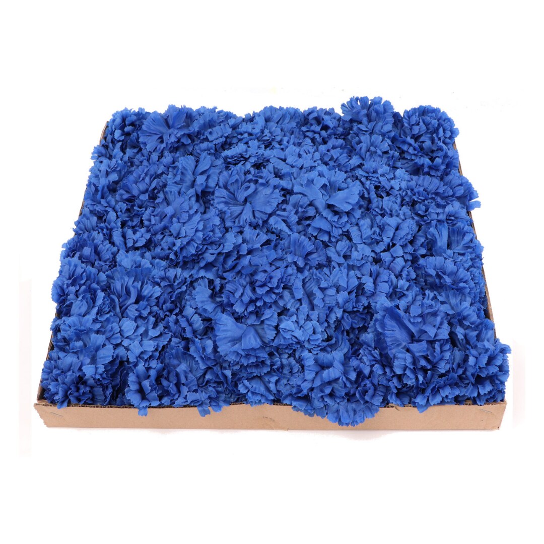 Box of 200 Royal Blue Carnation Picks, Silk Flowers, Floral Picks (5"L
