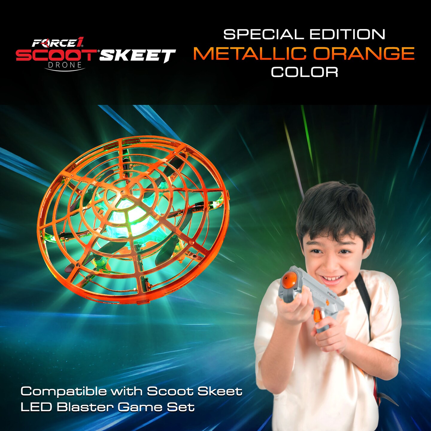 Force1 Scoot Skeet Drone Electronic Shooting Game for Kids (Drone Only)-Orange