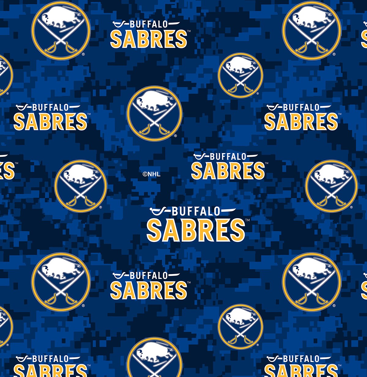 Sykel Enterprises NHL Team Fleece Blanket Fabric-Buffalo Sabers Digi Camo Fleece Fabric