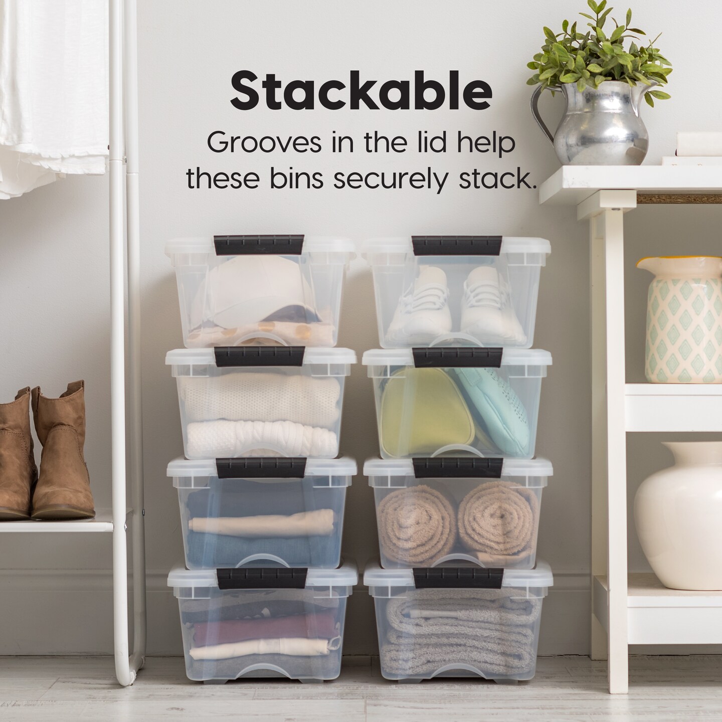 IRIS USA 12.95qt Clear View Plastic Storage Bin with Lid and Secure Latching Buckles