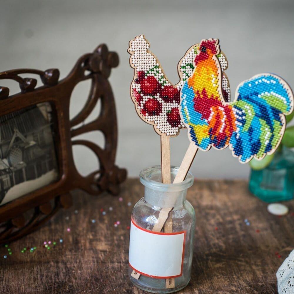 Bead embroidery kit on wood