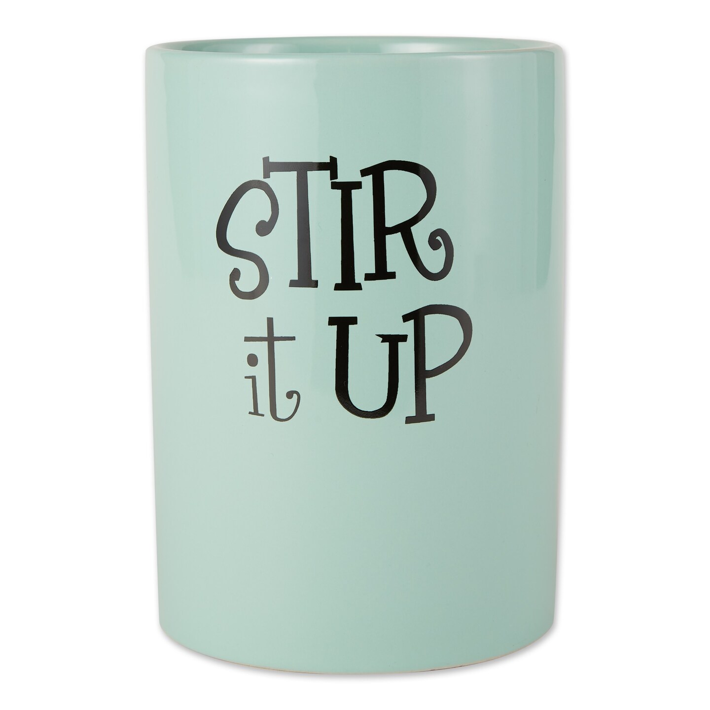 Contemporary Home Living Ceramic "Stir It Up" Cylindrical Utensil Holder - 7.5" - Blue