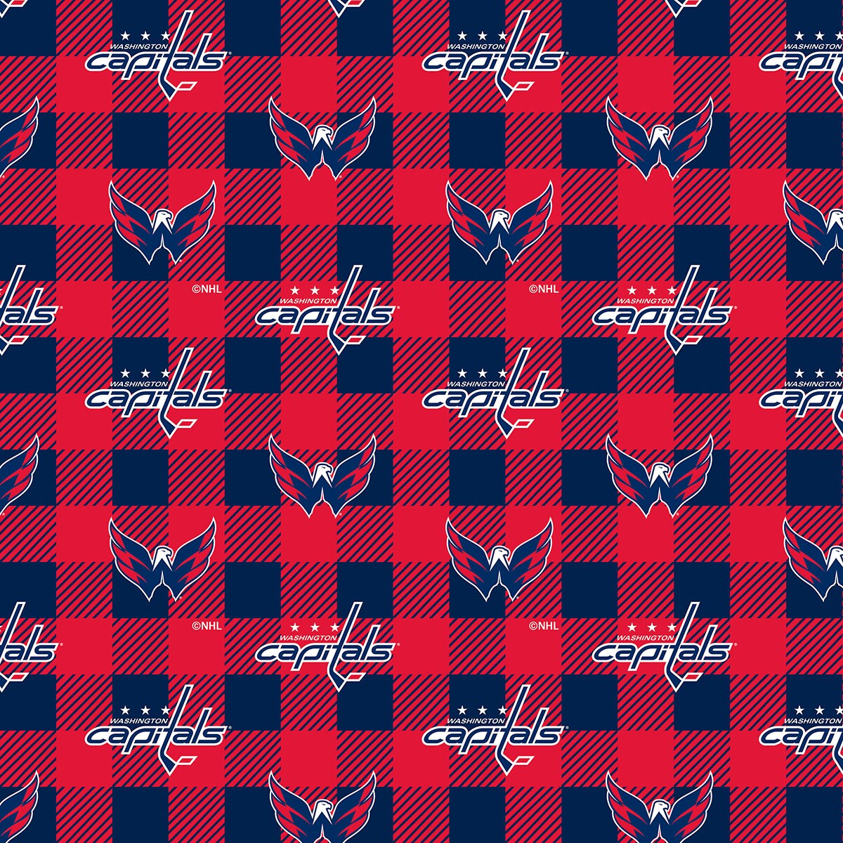 Sykel Enterprises NHL Team Fleece Blanket Fabric-Washington Capitals Buffalo Plaid Fleece Fabric