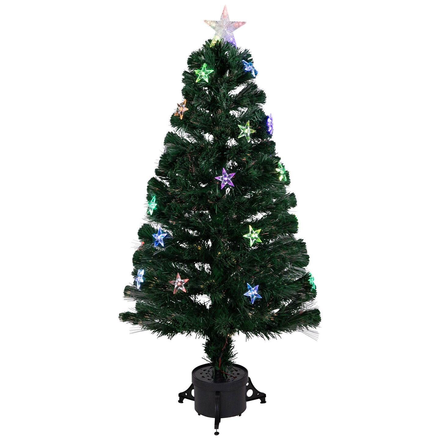 Northlight Pre-Lit Color Changing Fiber Optic Artificial Christmas Tree with LED Stars - 3' - Multicolor Lights
